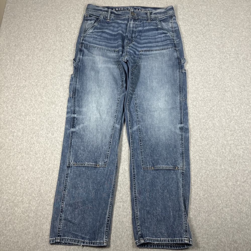 American Eagle Carpenter Double‎ Knee Jeans Men's 30x32(30x30) Blue Light Wash